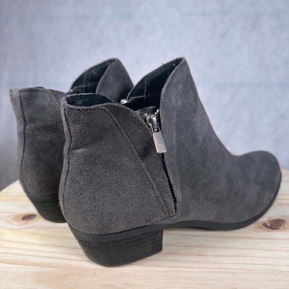 Lucky Brand Basel Suede Ankle Boots Womens 10M Grey Good Low Block Heel Bootie - Picture 5 of 15